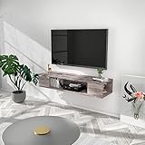 Grey Floating TV Stand and Console, Wall Mounted Entertainment Center with Storage, Space-Saving Under TV Shelf for Bedroom and Living Room