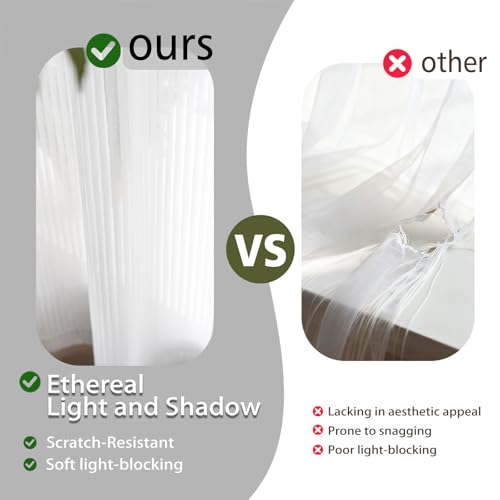 Image of White Sheer Curtains for Windows 72 inch Length, Grommet Top Semi Sheer Vertical Drapes Privacy with Light Filter for Bedroom /Living Room /Sliding Door,62W x 72L (2 Panels)