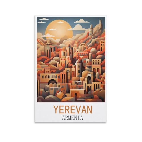 HWJJUII Affiches murales vintage sur toile d'Erevan Arménie - Décoration murale moderne pour chambre à coucher - 20 x 30 cm