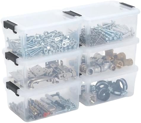 6 Pack Toolbox Organizer, Clear Plastic Screw Bins for Garage, St...
