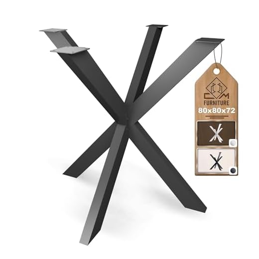 CM Furniture Tischbeine Tischgestell Metall Schwarz Hoch 72 cm für Esstisch Gartentisch Konferenztisch Rund/Quadratisch Massiv Tischplatte Holz Glass Spider/Spinnen Stern Look Premium DIY Projekt