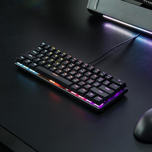 roonka 61 Keys Compact Mechanical Gaming Keyboard, blue Switch17 RGB Backlight Effects, 60% Layout, Wired black
