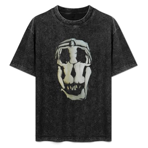 Salvador Dali Artist Human Skull Punk Rock Mens T-Shirt Casual Black tee Cotton Graphic Unisex Shirts L