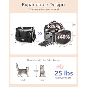 Expandable Pet Carrier: NOBLE DUCK Soft-Sided Cat Dog Carrier Airline Approved Small Medium Large Portable Travel Up to 25 Lbs Black Expandable Pet Carrier NOBLE DUCK Soft Sided Cat Dog Carrier Airline Approved Small Medium Large Portable Travel Up to 25 Lbs Black