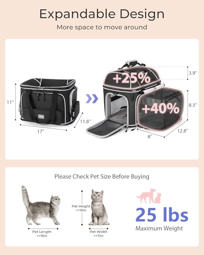 Expandable-Pet-Carrier-NOBLE-DUCK-Soft-Sided-Cat-Dog-Carrier-Airline-Approved-Small-Medium-Large-Portable-Travel-Up-to-25-Lbs-Black Expandable Pet Carrier NOBLE DUCK Soft Sided Cat Dog Carrier Airline Approved Small Medium Large Portable Travel Up to 25 Lbs Black