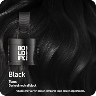 BOLDIFY Hairline Powder - Root Touch Up Hair Color for Gray Coverage - Bald Spot Concealing Hair Powder for Women & Men - 24-Hour Stain-Proof - Black