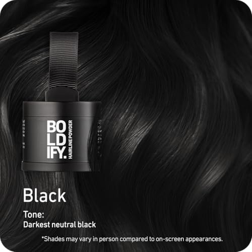 Boldify Hairline Powder - Instantly Conceals Hair Loss, Root Touch Up, Toppers for Women & Men, Cover Up, Stain-Proof 48 Hour Formula - Black, 0.04 Kg