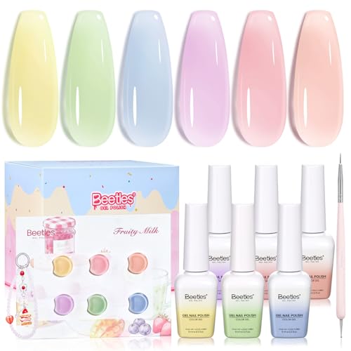 Beetles Fruity Milk Jelly Gel Nail Polish Set - 6 Colors Spring P...