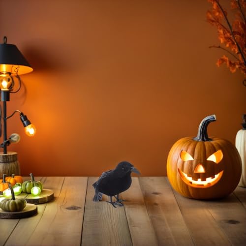 Corbeau noir Halloween réaliste lot de 3 décorations à plumes pour maison
