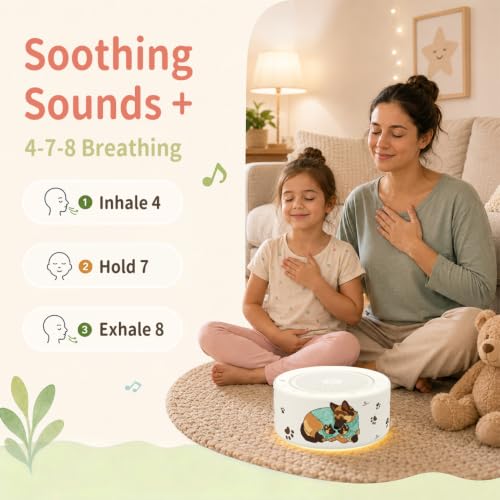 Image of Kipcush White Noise Machine for Baby & Adults, Sleep Sound Machine with 30 Soothing Sounds, 8-Color Night Light, Memory Function, White Noise for Sleeping, Nursery, Office, Travel, Relaxation