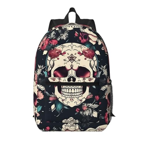 Sac à dos imprimé tête de mort grand format 43 cm noir pour éviter le désordre