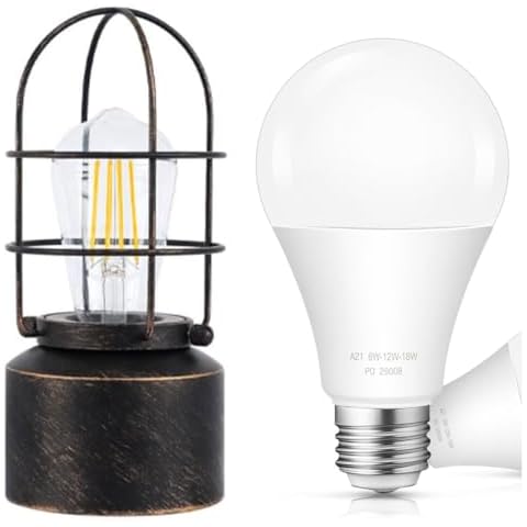 Haian Support 3 Way Dimmable Table Lamp + A19 3 Way Light Bulbs Cover