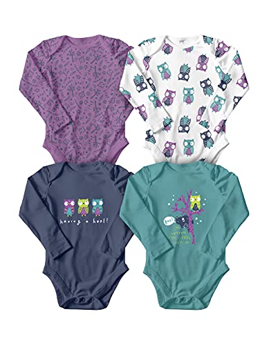 Image of WINK & BLINk Organic Baby Bodysuits, 4-Pack Long-Sleeve One-Pieces, 100% Organic Cotton
