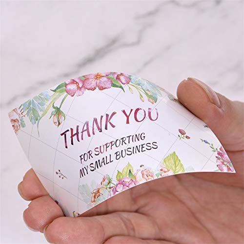 100 Pieces Thank You for Supporting My Business Cards Colorful Flower Customer Thank You Appreciation Cards Apply to Online,Retail Stores,Customer Package Inserts, Handmade Goods(2 X 3.5 Inch) - Thumbnail 4