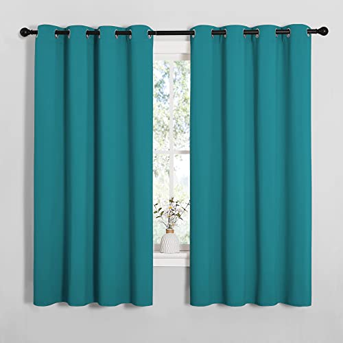 Image of NICETOWN Room Darkening Curtains 68 inch Length 2 Panels, Thermal Insulated Grommet Blackout Curtains for Modern Casual Elegant Bedroom Kids Room Theme Decoration (Peacock Teal, 2 Pieces, W55)