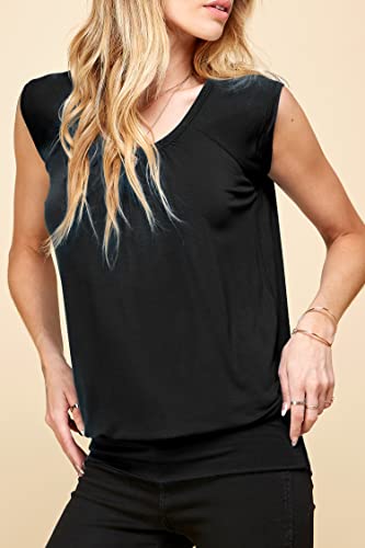 Lock and Love Women's Scoop Neck Short Sleeve Solid/Print/Dip-Dye Sweetheart Top S-3XL Plus Size4