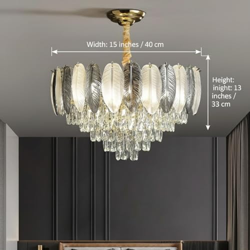 Image of Desidiya Modern Led 400mm Leaf Chandelier Lights for Ceiling, Jhumar Light for Hall, Antique Chandelier Lights for Living Room Ceiling, Home Decorative Lights, Exquisite Petals Design, Golden Finish