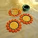 Crochet Handmade Carnation Flower Coasters Doilies Table Decorations Gift (Orange)