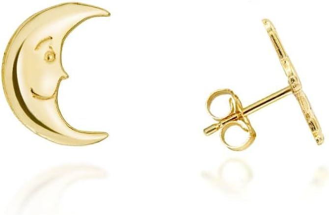 Yellow Gold Mystical Moon Stud Earrings