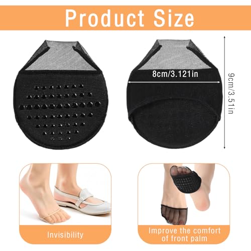 6Pairs Toe Toppers Socks for Women No Show Liner Half Socks for Heels Seamless Grip Hidden Toes Covers Invisible Non-Skid Bottom for Mule Heels Ball of Foot Cushion Socks Women's Toe Cover2