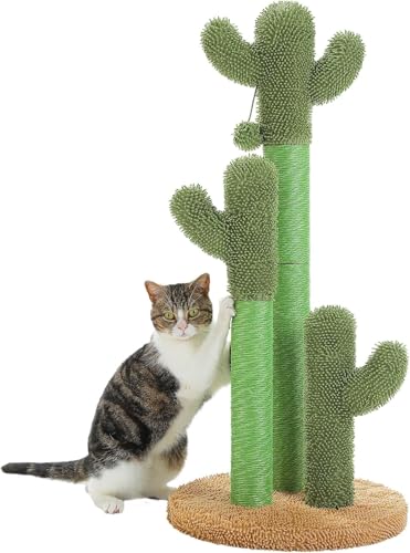 FJJRTWDG Exquisite Cactus Cat Scratch Posts and Hanging Balls, Artificial Pet Scratch Boards, Suitable for Indoor Pets Suitable for Indoor Pets(Extra Large 35