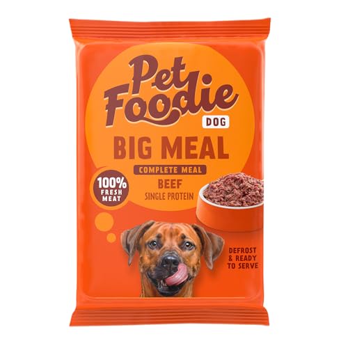 PetFoodie Barf tiefgefroren für große Hunde - Big Meal Rind – Tiefkühlfutter, Hundefutter, Single Protein, natürlich, ohne Konservierungsstoffe, künstliche Farb- & Aromastoffe, 8x400g TK-Ware