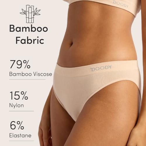 Image of Boody -Classic Bikini -Women's Underwear -Mid Rise, Moderate-Full Coverage Fit -Soft, Flat-Ribbed Waistband -Bamboo Viscose