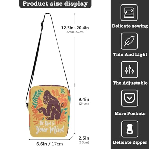 Summer Tropical Gorilla cute messenger bag cross body bag for woman Shoulder Handbags Adjustable Strap for School outdoor sports3