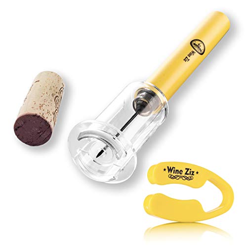 Wine Ziz Amazingly Simple Wine Opener with Foil Cutter Gift Set for Wine Lovers | Wine Pump Air Pressure Wine Bottle Opener Easy Cork Remover Corkscrew | Wine Bottle Openers (Golden Kiwi, 1)