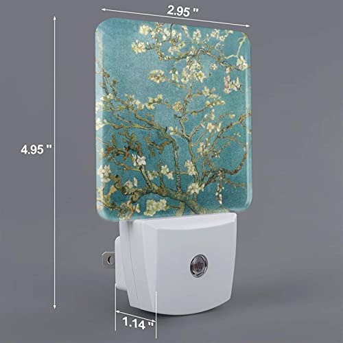 Image of Futterya Plug-in LED Night Light, Almond Blossom Paintings Reproduction Abstract Artwork Set of 2 Dusk-to-Dawn Auto Sensor Decor Lamp 4116