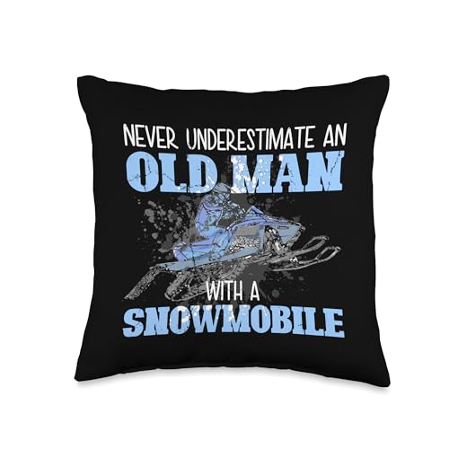 Snowmobile Gear Old Man Beard Snowmobile Helmet Snowmobiles Throw Pillow