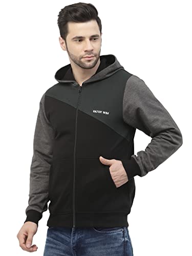 Image of Kalt Men Full Sleeves Zipper Fleece Colour Block Hoodie