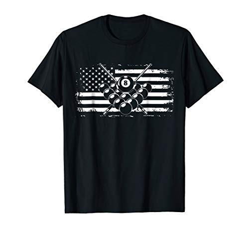 Billiards T Shirt Pool Billiards American Flag Gift Tee