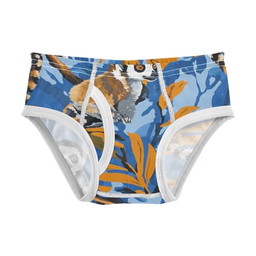 KLL Lemurs Madagascar on Blue Pattern Toddler Boys' Cotton Briefs Cute Children Undies