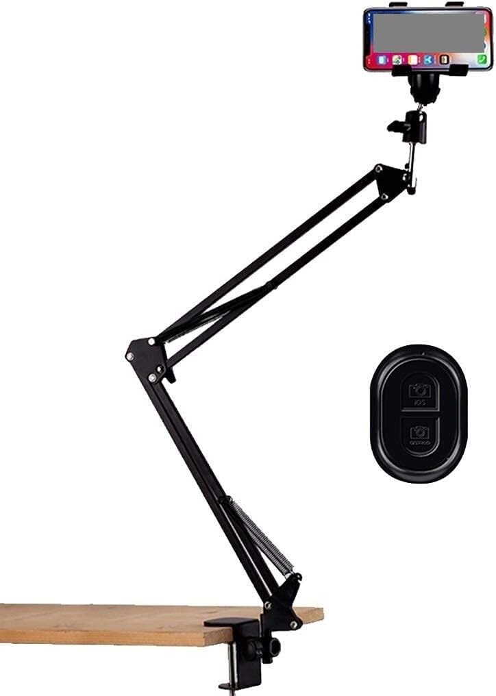 Soporte for teléfono Soporte for trípode, Soporte for tableta for teléfono móvil Soporte for tableta con cuello de cisne Soporte for brazo perezoso flexible 360 ​​Soporte de montaje con abrazadera Cam