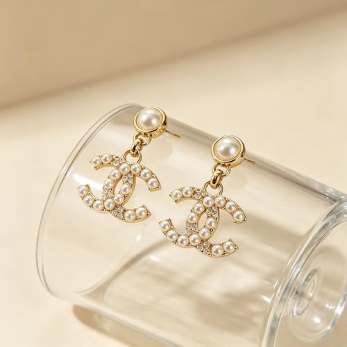 Luxury Gold Pearl Drop Earrings Sparkly Rhinestone Daily Wear Jewelry — view 2