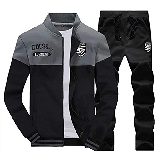 Men's Tracksuit Set Men Full Zip Sports Jogging Jacket Contrast Color Sweater for Men Boy Teens PL,A,XXXXL