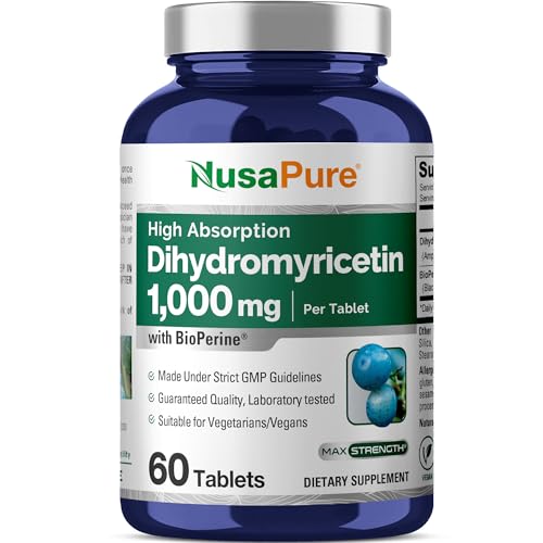 NusaPure Dihydromyricetin (DHM) 1 000mg 60 Veggie Tablets (No GMO & 100% Vegetarian)