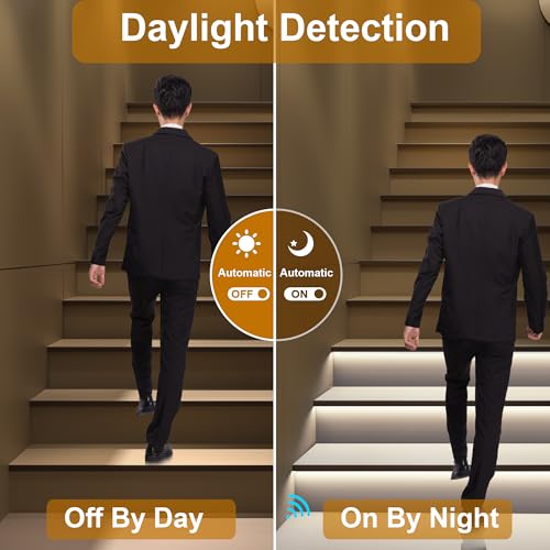 Image of Intelligent Motion Triggered LED Stair Lighting Kit KMG-3233, 40 inch Cuttable LED Strip Light for Indoor LED Stair Lights (Cool White 6000K,24 Stairs)