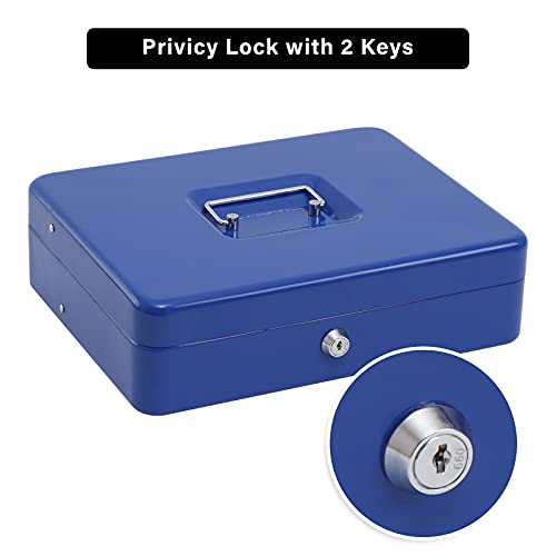 Image of xydled Cash Box with Key Lock, Metal Money Box, Safe Storage box, Blue