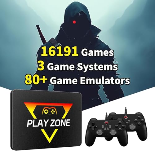 Image of Game Console HDD with 3 Game Systems, Video Game Console with Built in 16191 Games, Emulator Console has 80+ Emulators, Game SSD for PC (Playzone-BTBW)