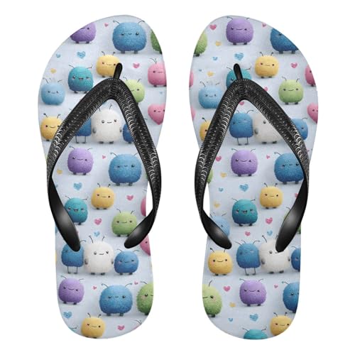 Flip Flop Sandals Cute Monsters Print for Women Men Beach Outdoor XS