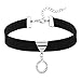 Daesar Damen Halskette Dreieck Runde Zirkonia Leder Silber Schwarz Choker Halskette, 31.5+8CM, Verstellbar