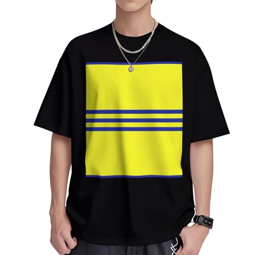 T-shirt rayures jaunes et bleues pour homme en coton frais