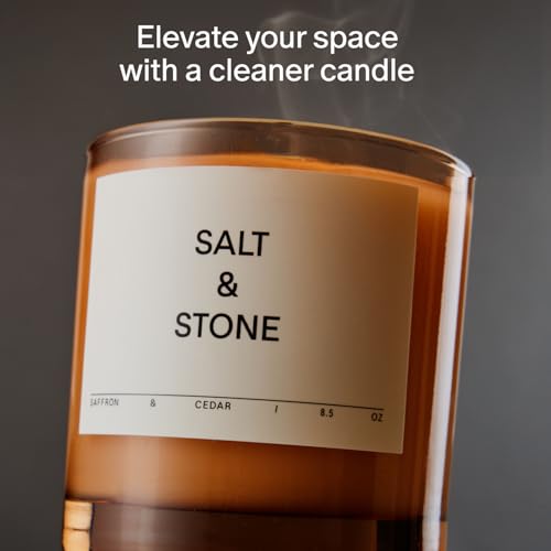 Salt & Stone Coconut & Soy Blend Scented Candle, Saffron & Cedar 8.5 oz by Salt & Stone - Used condition - Image 2