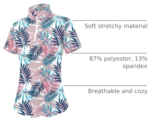 Image of LOMON Womens Golf Polo Shirts Summer Short Sleeve 1 /4 Zip Tops Moisture Wicking Casual Tennis Activewear with Pockets