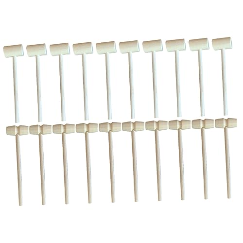 Garneck 20 Pcs Natural Wood Mallets for Boys and Girls Safe Odorless Mini Hammers for Cake Egg Decor Preschool Craft Toys