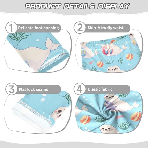 Seal Colorful Girls' Leggings Toddler Doodles Ball Kids Yoga Pants Dance Active Tights 4T3