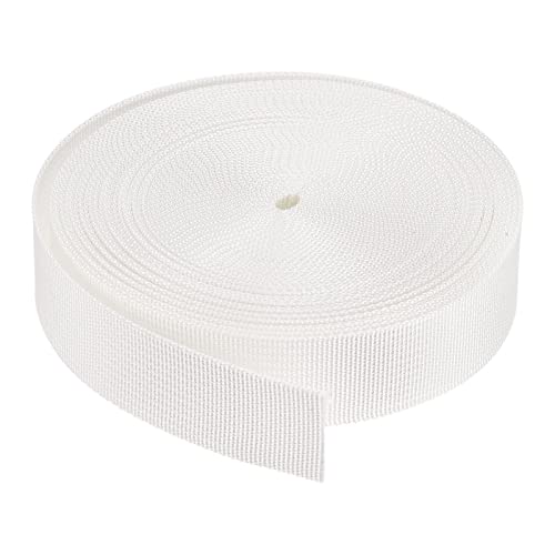 Image of MECCANIXITY Flat Nylon Webbing Strap 1 Inch 10 Yards White for Backpack, Luggage-rack