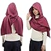 Women Men Fashion Shawl Scarf Cape | Multifunctional Hooded Cowl | Medieval Linen Cotton Cowl Hood |Vintage Goth Costume Accessory (Burgundy)
